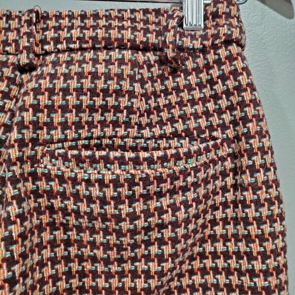 ModCloth Women's Brown Wide Leg Geometric Wool Blend Retro Trouser Pants Sz 2 - Picture 15 of 16